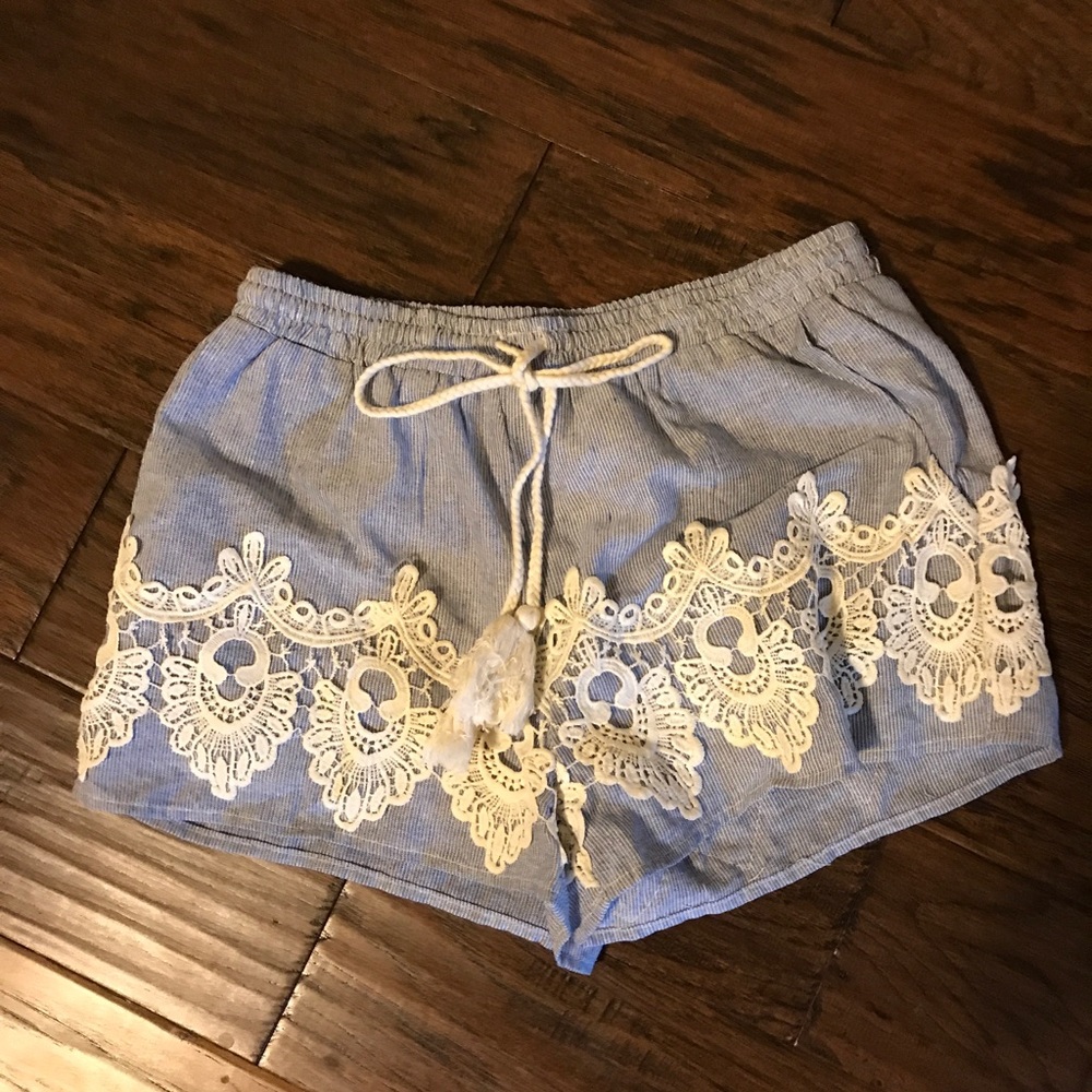 Boutique Striped Lace Shorts